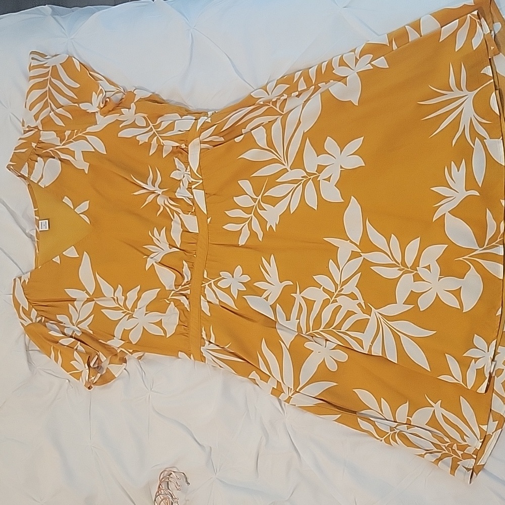 Yellow and white floral baby doll dress
